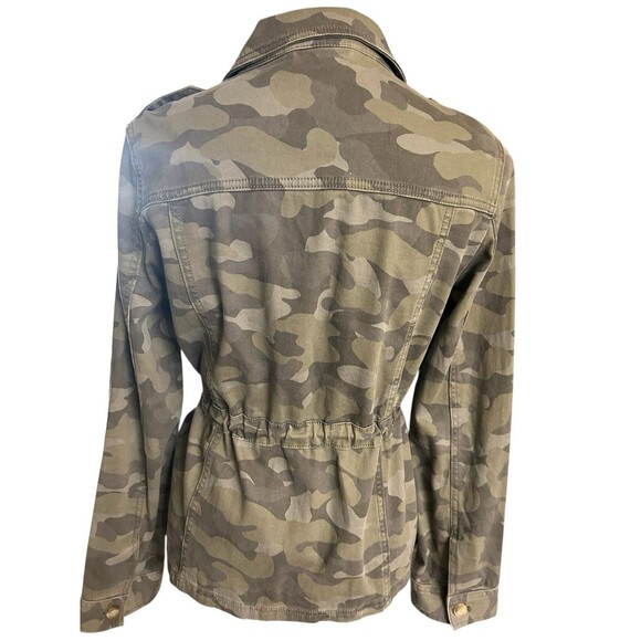 Express Womens Military Green Brown Camouflage Full Zip  Drawstring Jacket Sz S - Picture 4 of 15
